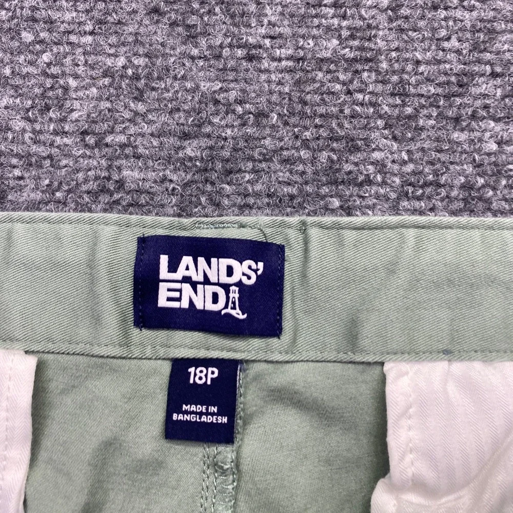 Lands End Womens 18P Sage Green Chino Pants Cotton Stretch Petite 10332